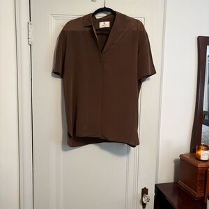 Aritzia Brown Silk Blouse